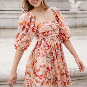 NWT Abercrombie & Fitch medium tall Emerson Poplin floral puff sleeve mini dress